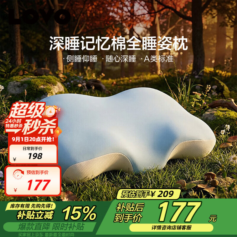LOVO罗莱家纺 枕头枕芯记忆棉枕A类侧睡全面透气护颈成人学生宿舍