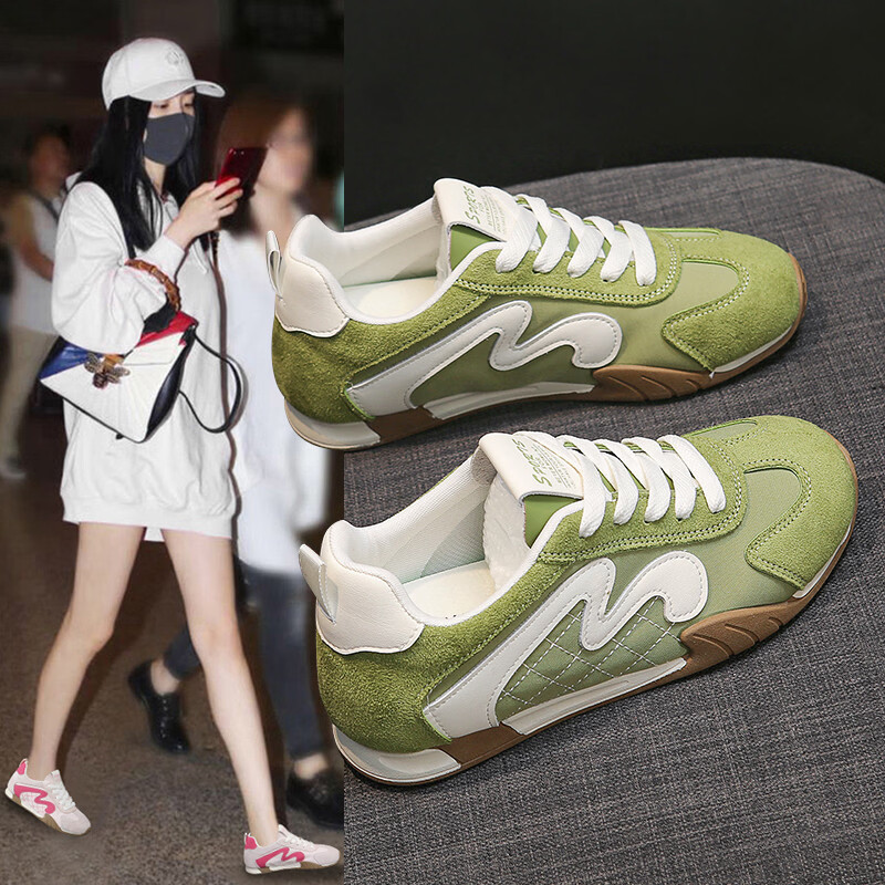 意尔康王子杨幂同款德训鞋女2026秋季新款厚底显脚小运动鞋34码复古阿甘板鞋 久走不累脚女鞋红色 40
