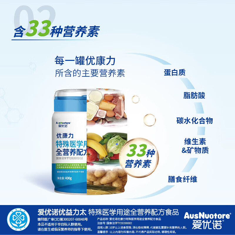 爱优诺优康力特医全营养配方粉乳清蛋白粉中老年奶粉术后恢复营养品送礼 优康力 400g*1罐 【全营养配方】