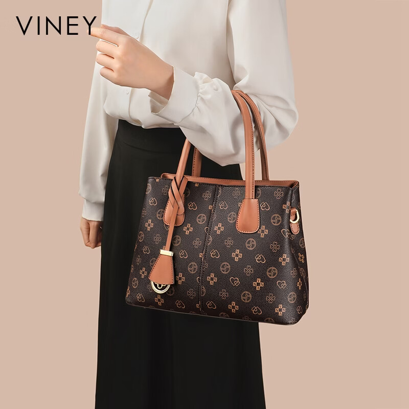 viney包包女包时尚手提妈妈包品牌单肩斜挎包生日礼物高级感送女友老婆 【咖啡色】实用走心腋下包 高端轻奢气质百搭大包