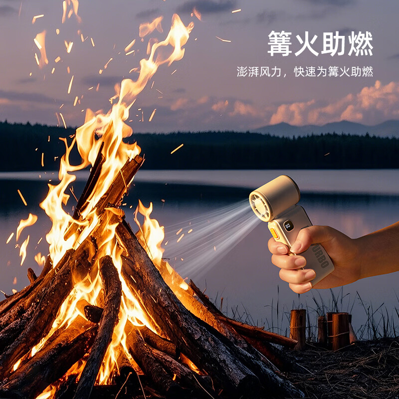 弗希米小风扇高速手持便携式涡轮风扇充电风扇随身户外车载野餐学生送女生礼物长续航USB充电手持风扇 【黑色】百档飙风+涡轮增压+长续航