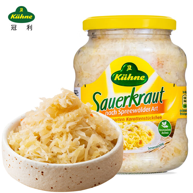 冠利德国进口 酸菜酸椰菜350g甘蓝泡菜酱菜 德式西餐香肠烤肉配菜0脂