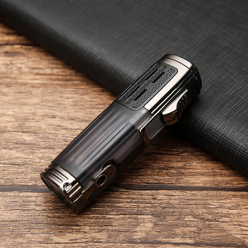 honest 雪茄打火机升级款式三火苗直冲雪茄专用打打孔器 黑色三火苗