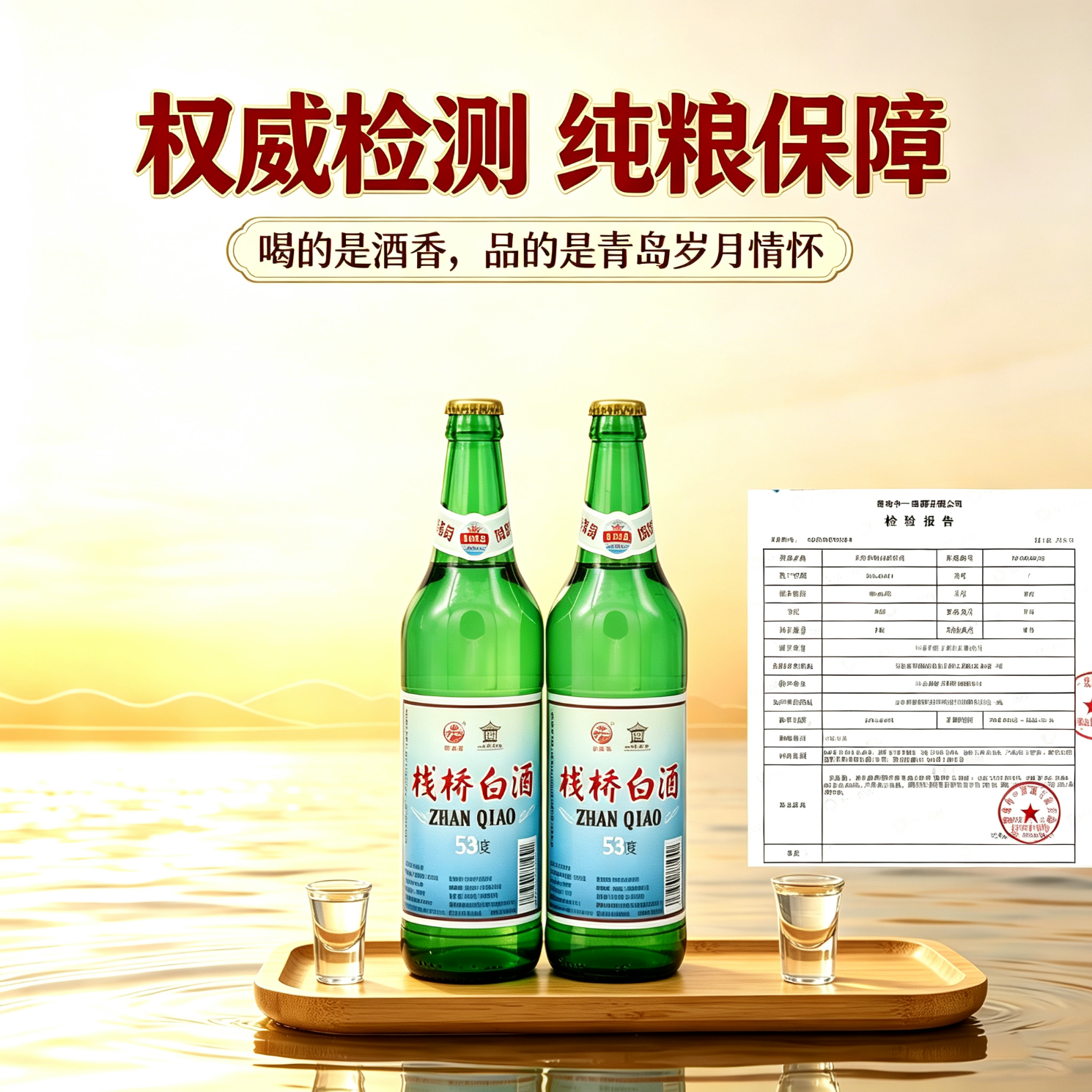 栈桥白酒清香型53度纯粮口粮酒复古怀念自饮42度青岛特产伴手礼纪念 53度 485mL 6瓶 清香型【顺丰包邮】