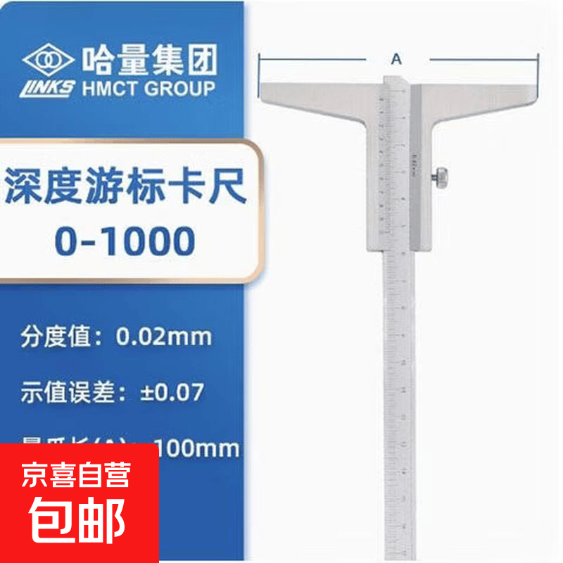 深度游标卡尺标准带表数显2003005001000高精度家用不锈钢 游标0-1000mm 分度值0.02