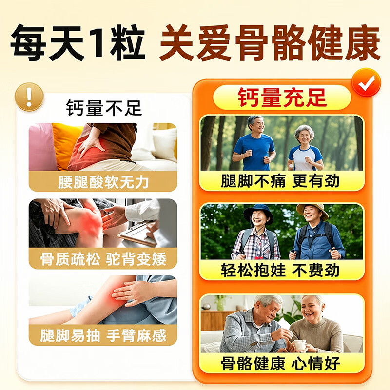 钙尔奇钙片 男女成人补钙腰腿疼痛骨质疏松腿抽筋30岁+中秋中老年高钙片 【尝鲜装】成人粉钙 120粒*1瓶