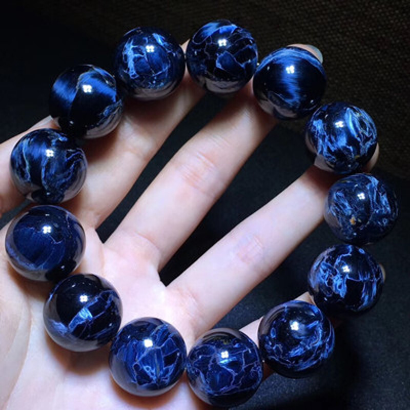 芳北怡天然猫眼石手串 彼得石手链 闪电猫眼深蓝虎睛石男女款 水晶