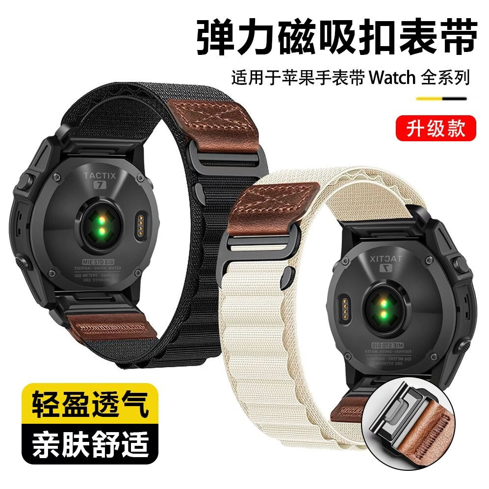 ENDUROBAND适用佳明飞耐时Garmin Fenix8/Fenix7S/Fenix6S/Fenix5S/Epix Pro/mk3i新款高山回环尼龙快拆表带 暗绿色 适用:佳明手表系列26mm专用接口