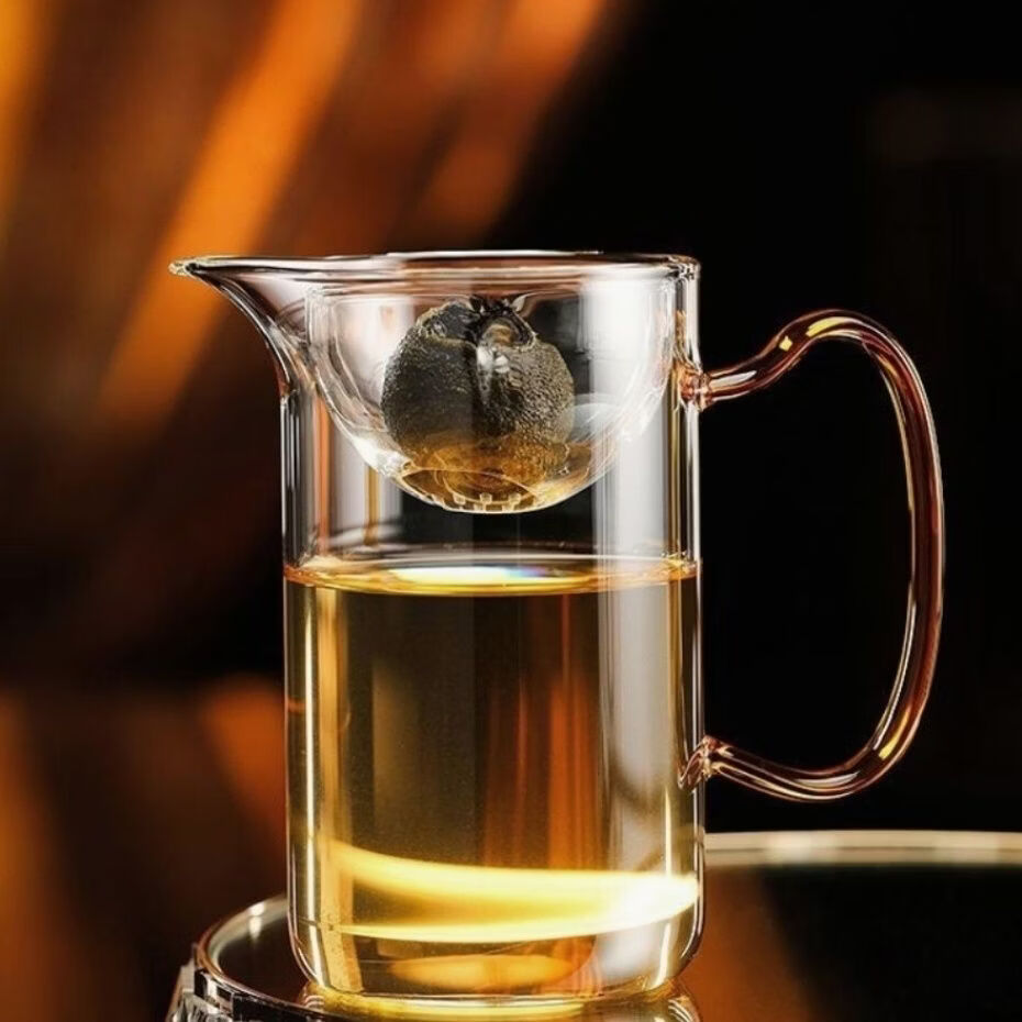 溥畔小青柑泡茶壶2026新款茶水分离专用杯玻璃茶具公道杯泡茶神器 逍遥公杯【琥珀色把手】