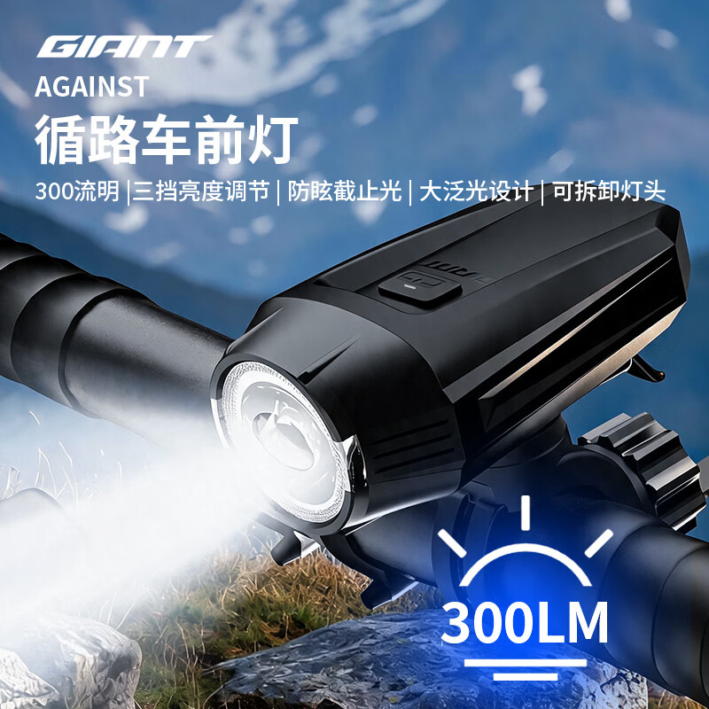捷安特AGAINST循路灯车前灯长续航IP66防水山地车公路车自行车灯循路灯