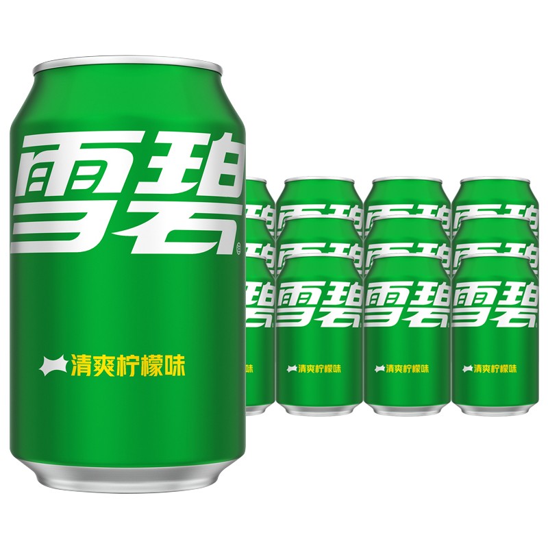可口可乐 雪碧清爽柠檬味汽水330ml*24罐 雪碧听装胖罐
