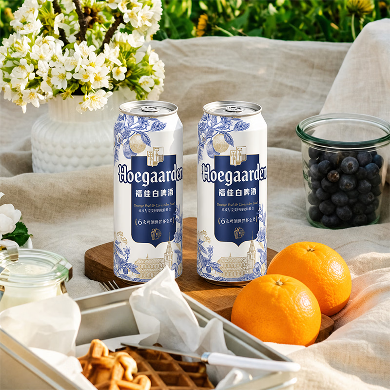 福佳（Hoegaarden）金奖小麦白啤500ml罐装11.7°P比利时风味自饮聚餐精酿啤酒 500mL 12罐 白啤 整箱装
