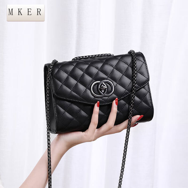 mker2023新款包包女包链条包斜挎感轻奢秋冬包 黑色