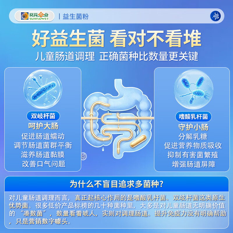 葵花药业益生菌儿童3-6-12岁调理肠道菌群增强免疫力青少年儿童专用益生菌 【3盒巩固装】有助于增强免疫力 1.5g*21袋 有助于调节肠道菌群&增强免疫力