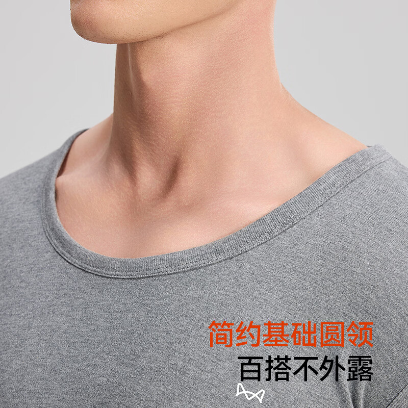 猫人（MiiOW）保暖内衣套装男女两件套秋冬季保暖秋衣秋裤纯棉抗菌防螨保暖内衣 深灰套装【纯棉防静电柔暖亲肤/抗菌防螨】 3XL