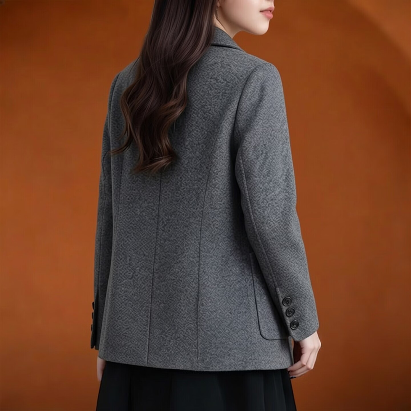 香影芬早秋小西装外套女士春秋2026新款妈妈气质贵夫人品牌西服洋气上衣 灰色 XL 建议116-125斤
