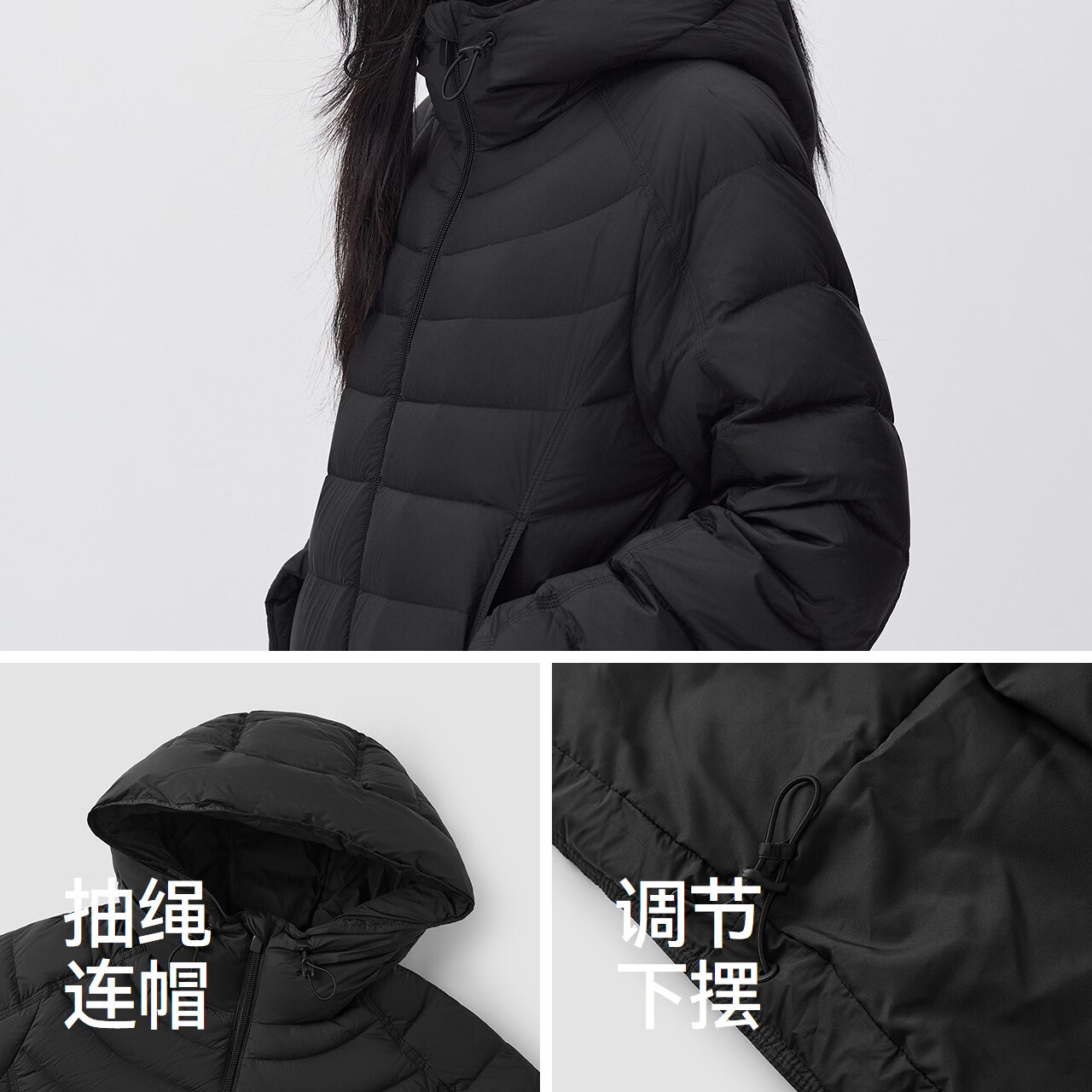 森马(Semir)轻松|森马羽绒服女冬90绒子防泼水宽松连帽2026新款百搭排骨外套 黑色(灰鸭绒)90001 L