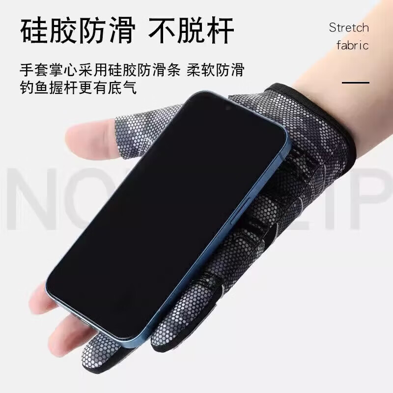 【工厂发货】2025款路亚手套迷彩三指钓鱼专用耐磨防滑户外四季半 半指款-迷彩绿 L