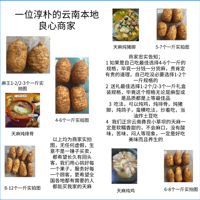 云南新鲜乌天麻【昭通小草坝】搭正宗仿野生特级冬麻泡酒养身茶饮 【麻王5斤】1-2个/斤 2500克*1箱