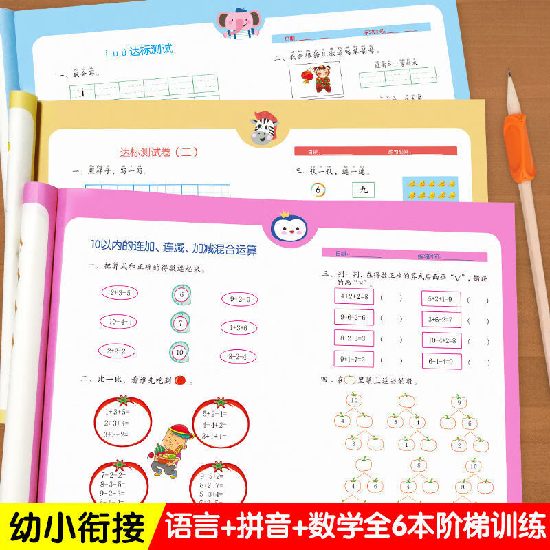 幼升小测试卷 小学一年级入学测试考试复习准备练习题 幼小衔接整合教材学前数学拼音语言一日一练全套幼小衔接练习 幼儿园大班学前班寒假作业 加减法练习拼音训练识字语言表达