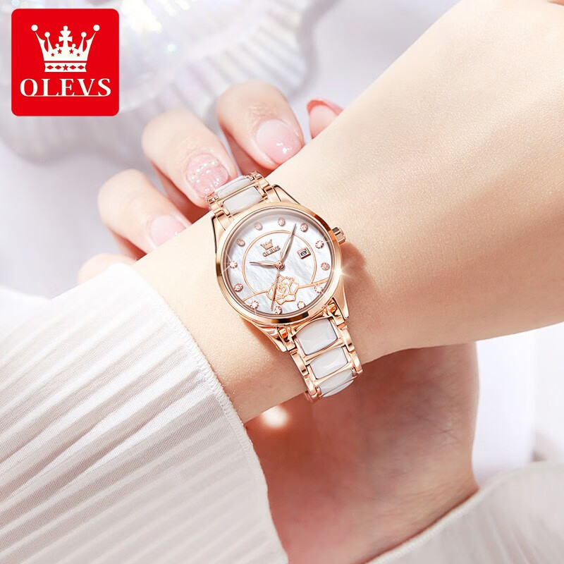 欧利时olevs女士手表防水时尚女表简约气质手表女夜光腕表时装表 香槟