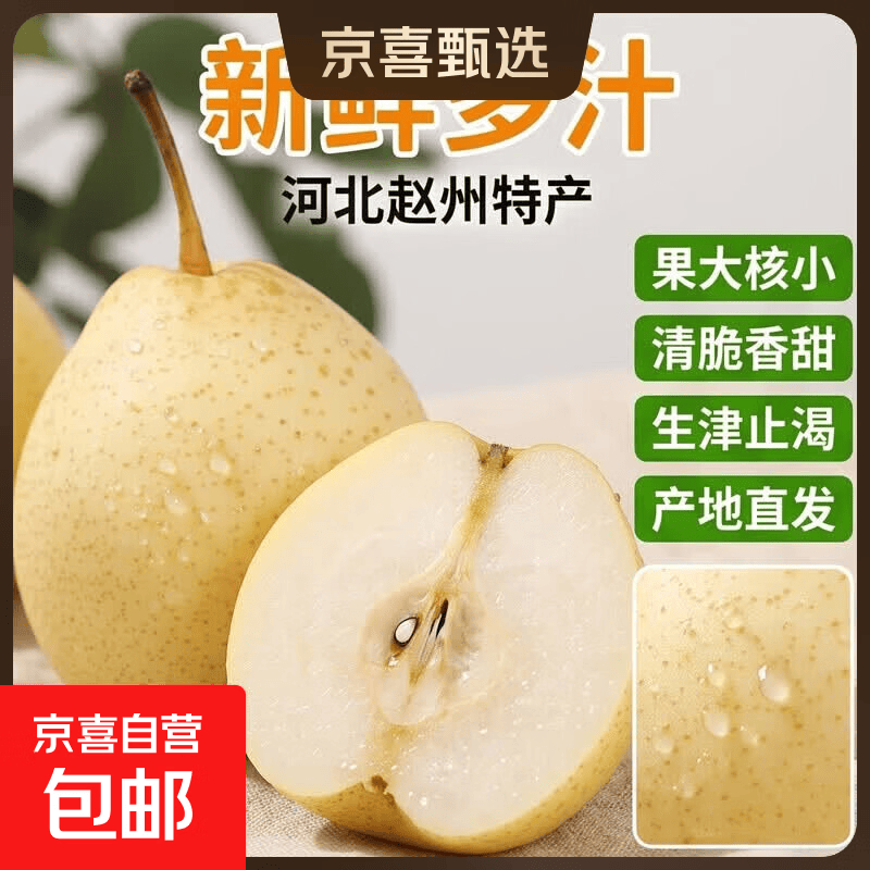 京喜加河北鸭梨赵州特产鸭梨水晶梨润肺远达新23 鸭梨带箱8斤大果