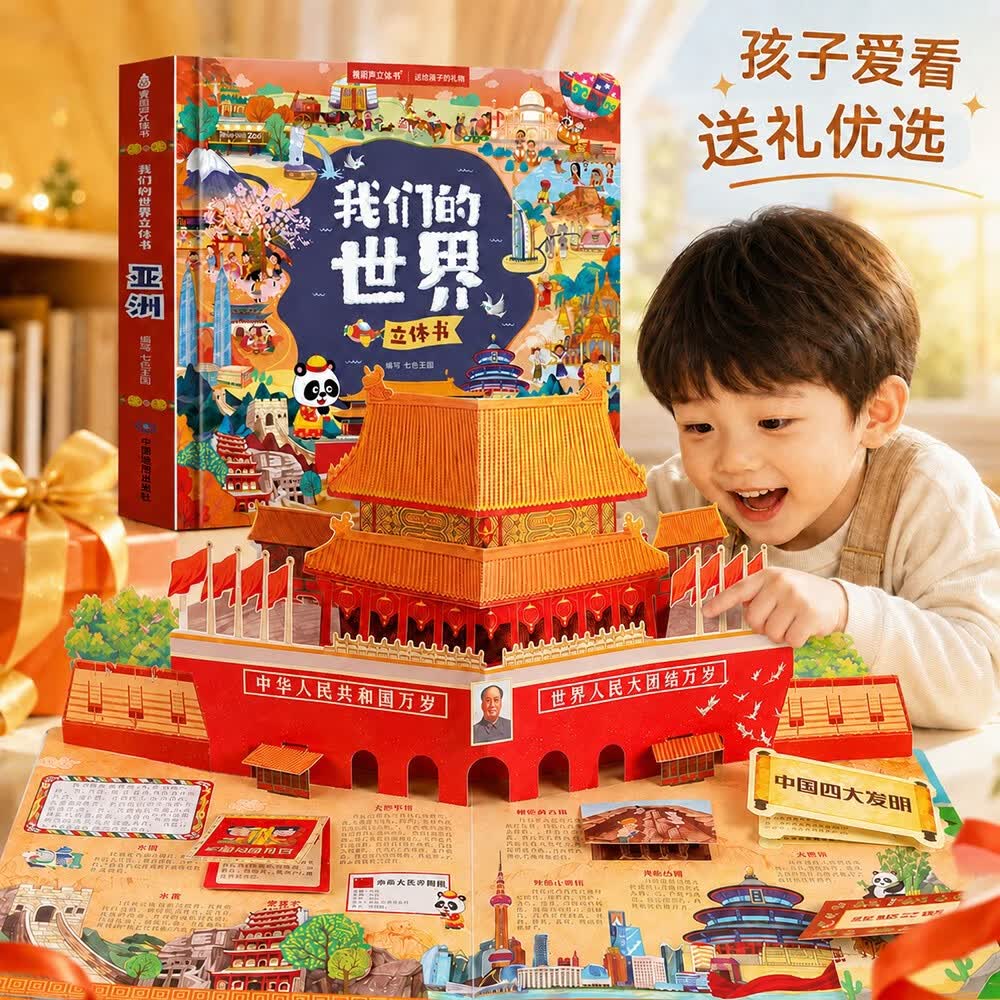 【超大3D立体页】我们的世界立体书·亚洲【1册】 青葫芦3d立体书中国地理儿童文学启蒙认知绘本3-6岁宝宝都爱看的科普百科精装硬壳绘本