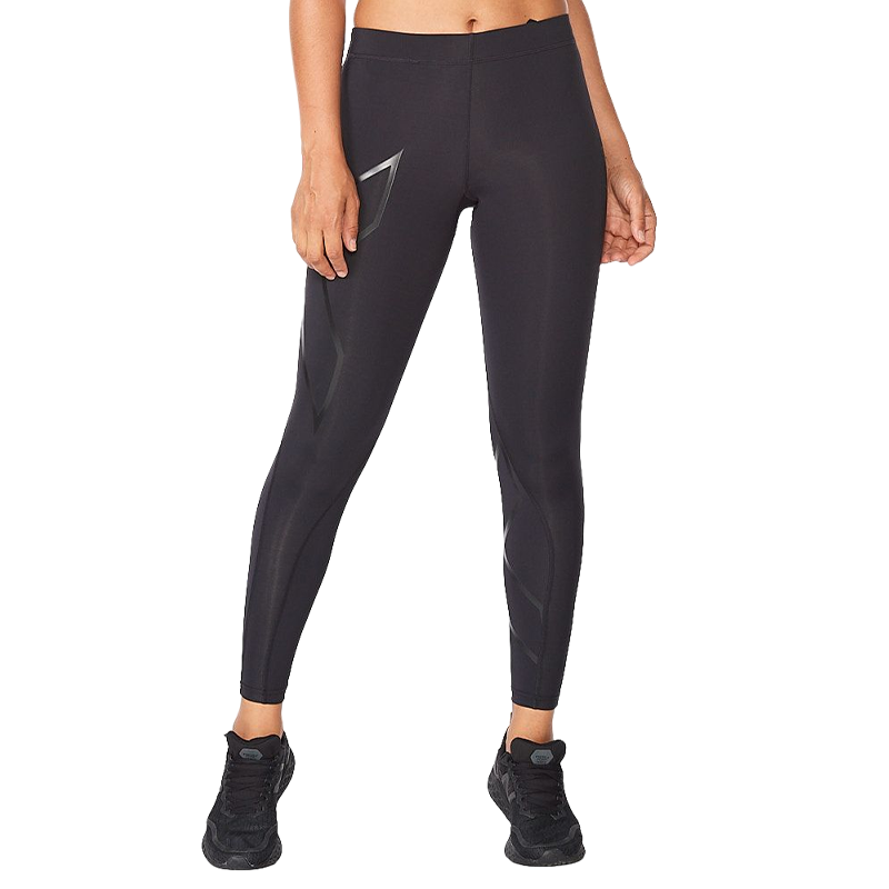 2XU Core系列壓縮褲 專業(yè)跑步瑜伽健身褲女中腰馬拉松越野運(yùn)動(dòng)緊身褲 黑/尼祿 L