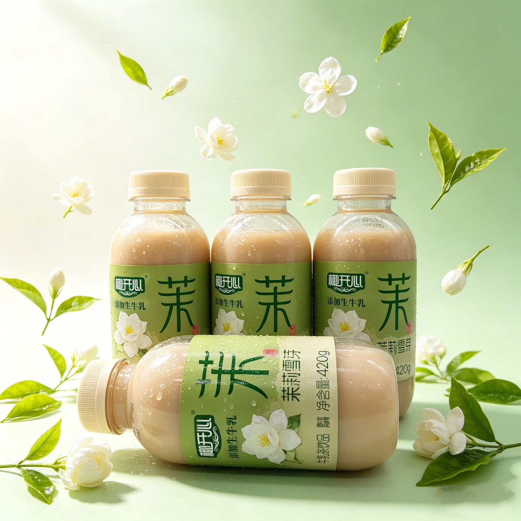 椰开心茉莉雪芽牛乳茶 420g 添加生牛乳奶茶饮品整箱 420g茉莉雪芽牛乳茶*15瓶【整箱】