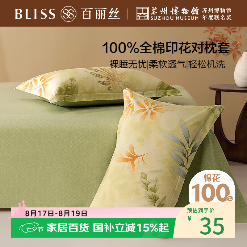百丽丝枕套100%全棉枕套枕巾纯棉枕头罩枕套一对枕头套单件 48x74cm