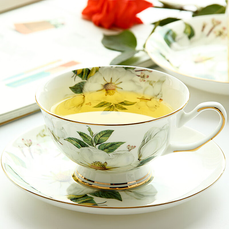 瓷侠客轻奢骨瓷茶杯英式下午茶茶具套装咖啡杯简约欧式奢华杯碟陶瓷精致 茶花 杯碟一套