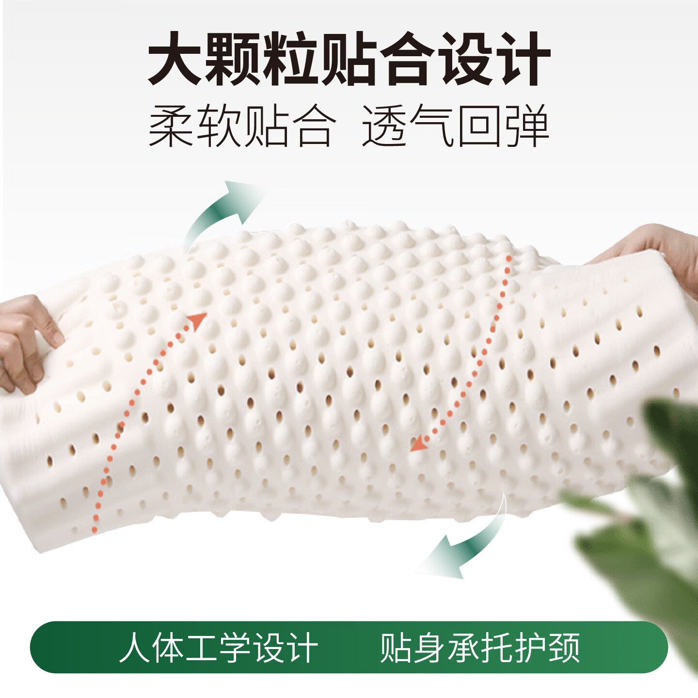 中胶永生天然乳胶枕头成人颗粒按摩护颈椎深睡学生宿舍高低枕橡胶枕头枕芯 乳胶腰靠/午睡枕/座椅枕 39*39*9cm 单只