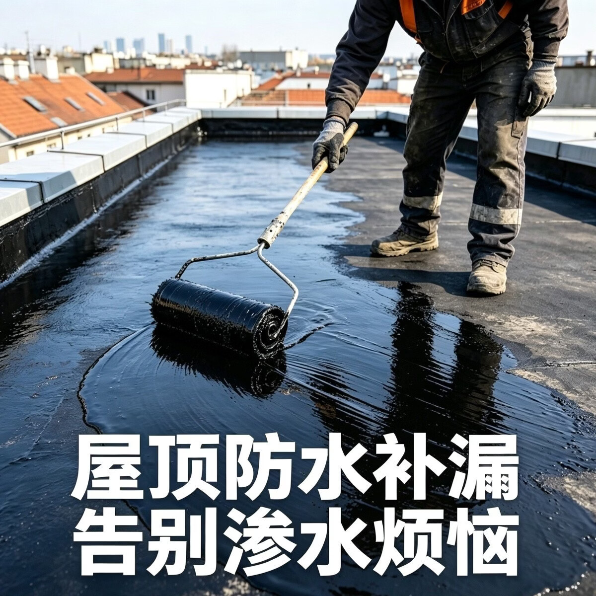 免熬油性沥青油膏屋顶防水涂料补漏王裂缝渗水房顶补漏防水材料 黑色【防晒*耐冻*抗裂】强效防水 40斤装【送工具】免熬油性沥青/开盖即用