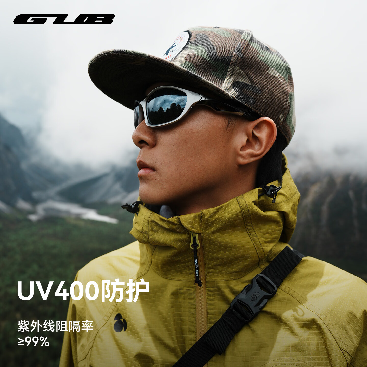 GUB7100 运动眼镜偏光骑行镜户外防晒墨镜开车登山跑步护目眼镜 偏光灰片-消光黑框