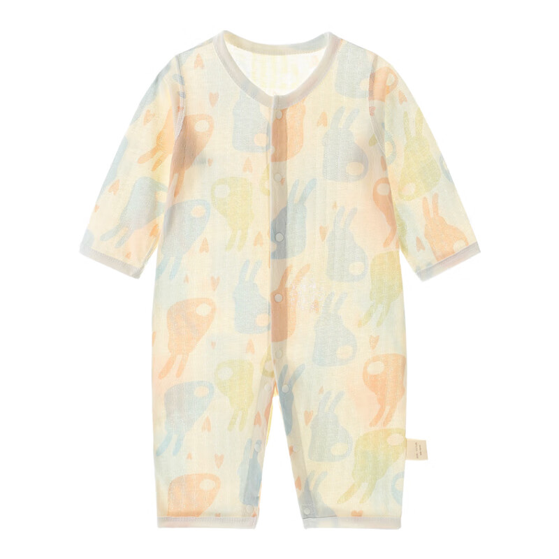 班杰威尔（Banjvall）婴儿衣服新生儿连体衣夏季薄款空调爬服 夏季长袖多彩兔 80码
