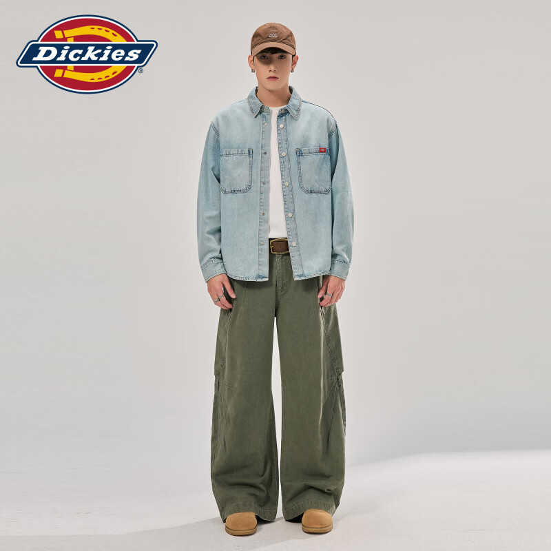 Dickies帝酷适长袖牛仔衬衫男士2026秋季新款休闲宽松外穿搭工作上衣服装 蓝色 常规 XL 【建议145-160斤】