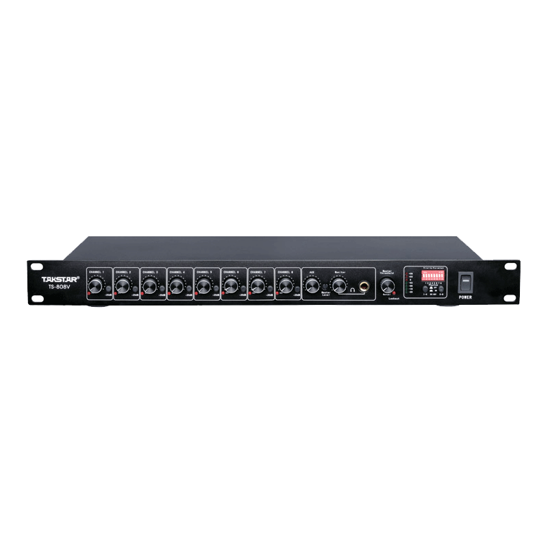 得胜（TAKSTAR）TS-808V  八路智能混音器  视频会议系统安装录播监控8路音频集线器  麦克风集线系统主机