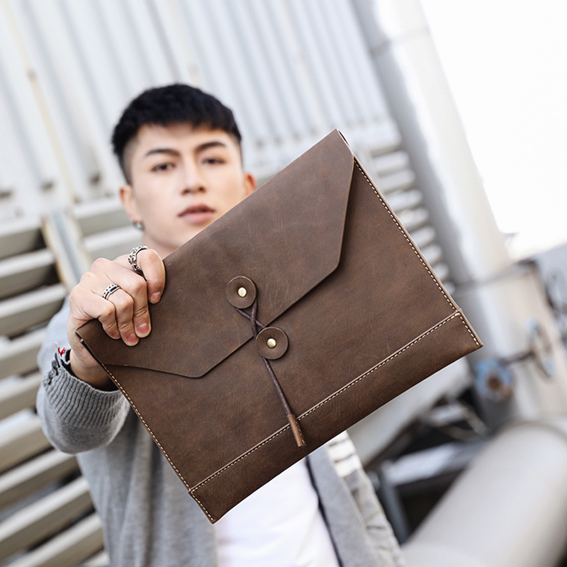 驰亦男士手包真皮手拿包疯马皮信封包牛皮文件包手工包手抓皮夹包
