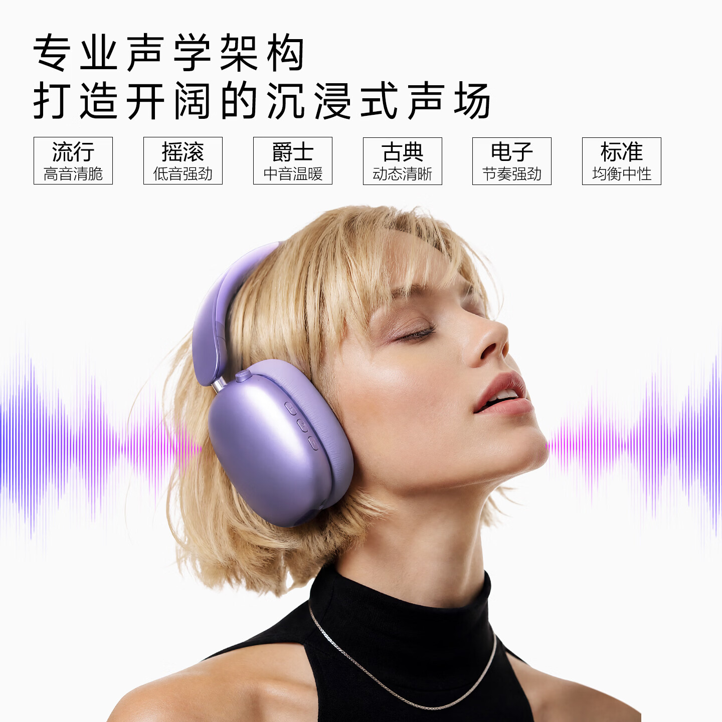 飞尼森Y01 PRO【S级独立降噪丨双金标音质】头戴式耳机降噪耳机无线蓝牙V6.0超长续航游戏低延迟久戴舒适 星空紫