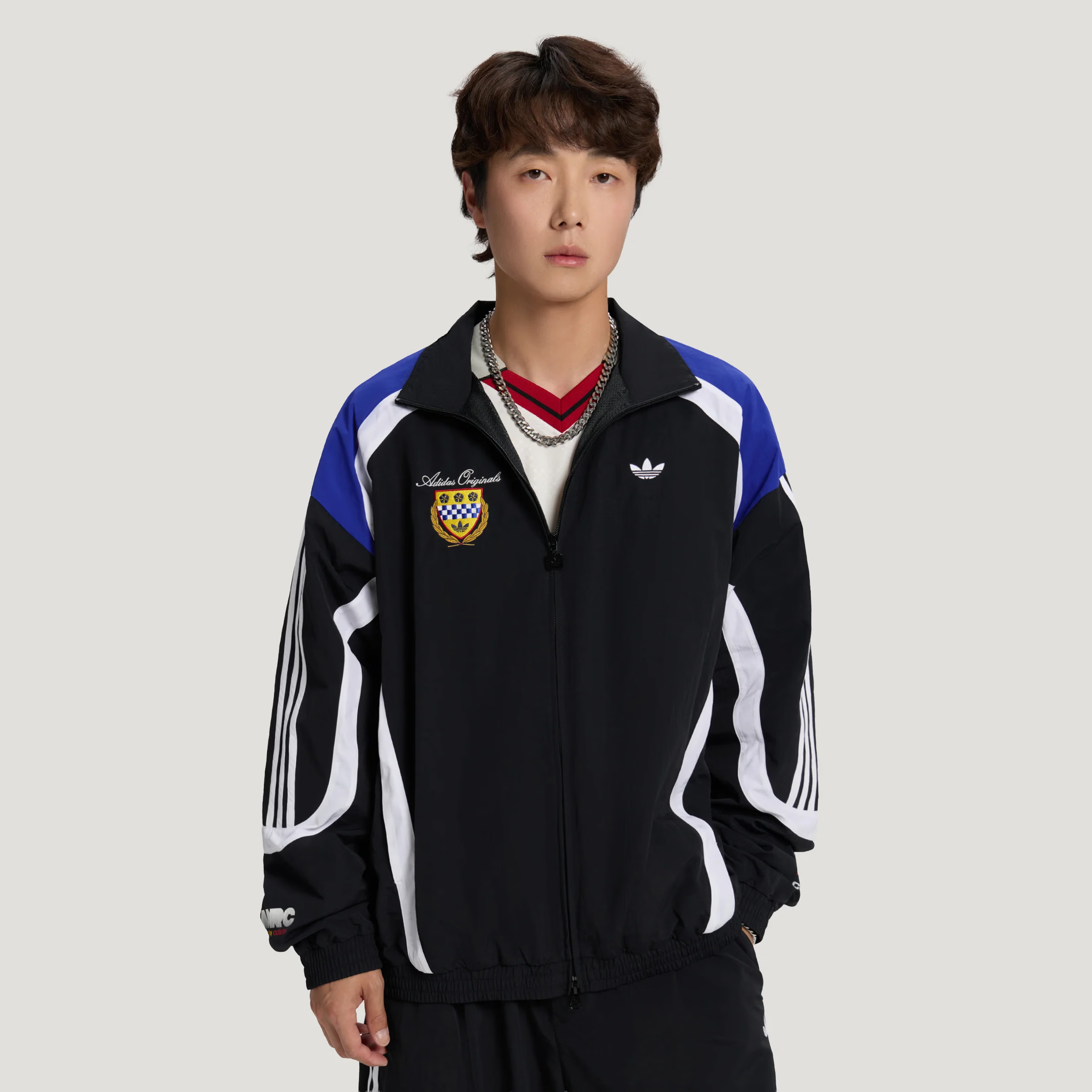 阿迪达斯（adidas）三叶草外套新款RAC TRACK JKT赛车风撞色拼接休闲宽松梭织夹克 LD6510 黑色 M