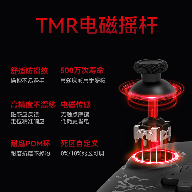 吾空吾游无线游戏手柄三模蓝牙2.4G适配PC平板手机switch电脑Steam地平线6怪物猎人双霍尔遥杆 吾游GCpro-进阶黑+接收器+充电底座