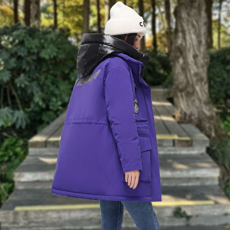 拉夏贝尔(La Chapelle)2026冬季上新鹅绒羽绒服户外防风工装休闲中长款保暖外套 闪电色 3XL
