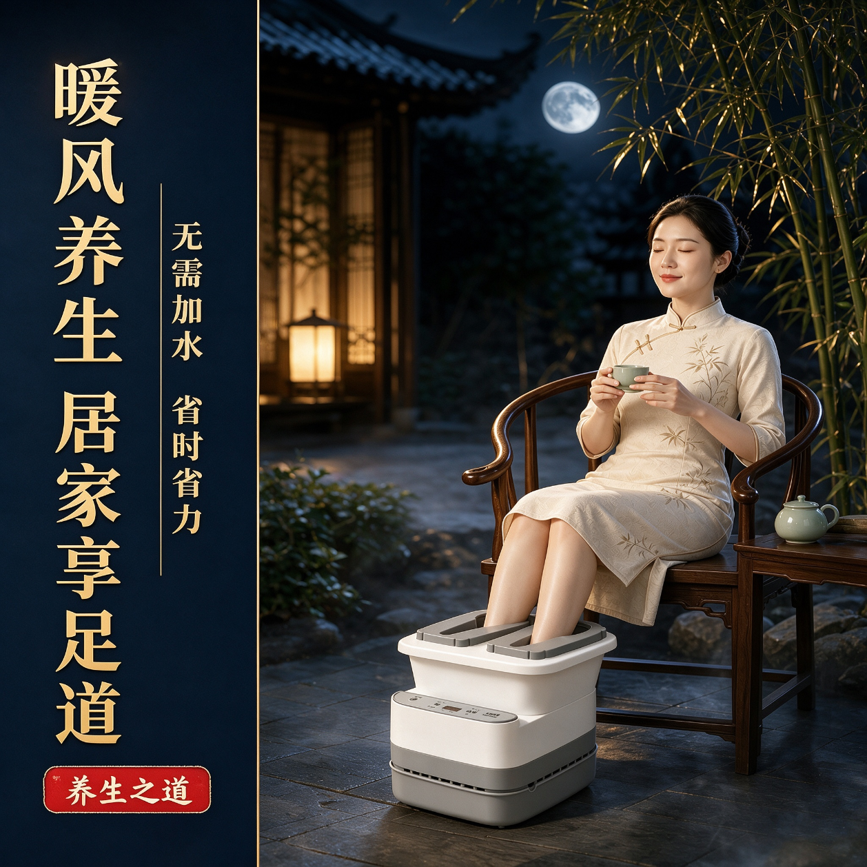 家倍护智能恒温空气泡脚桶懒人无水按摩电自动暖风加热过小腿膝盖护理实用送老婆长辈父母节日礼物足浴盆 高配款（硅胶/裤套+滚轮按摩+红光+桶杀菌+负离子