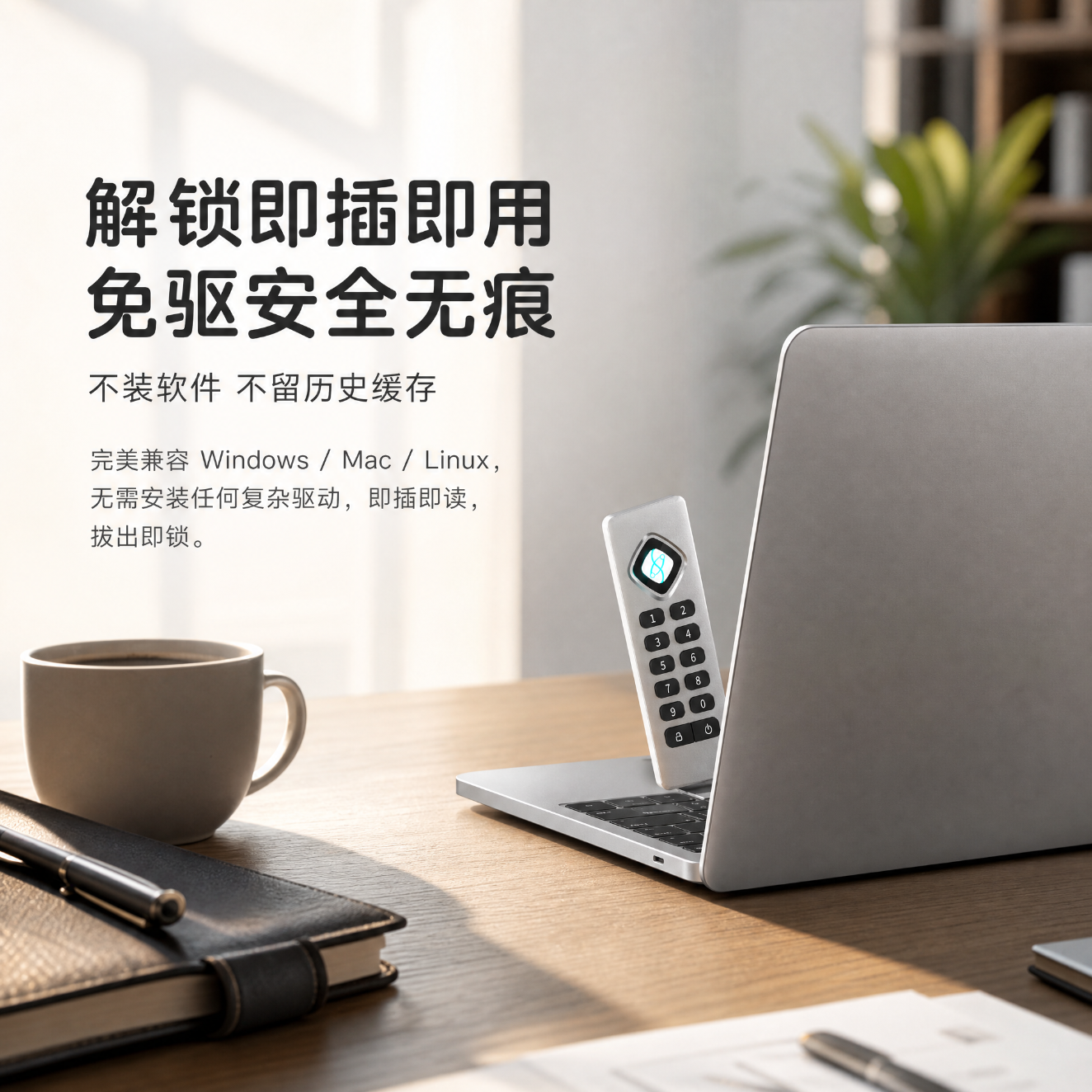 QUANTUMCTEK【京东限定款】国盾量子国盾密盘大容量高速传输加密U盘安全存储必备多功能移动存储 象牙白 64GB