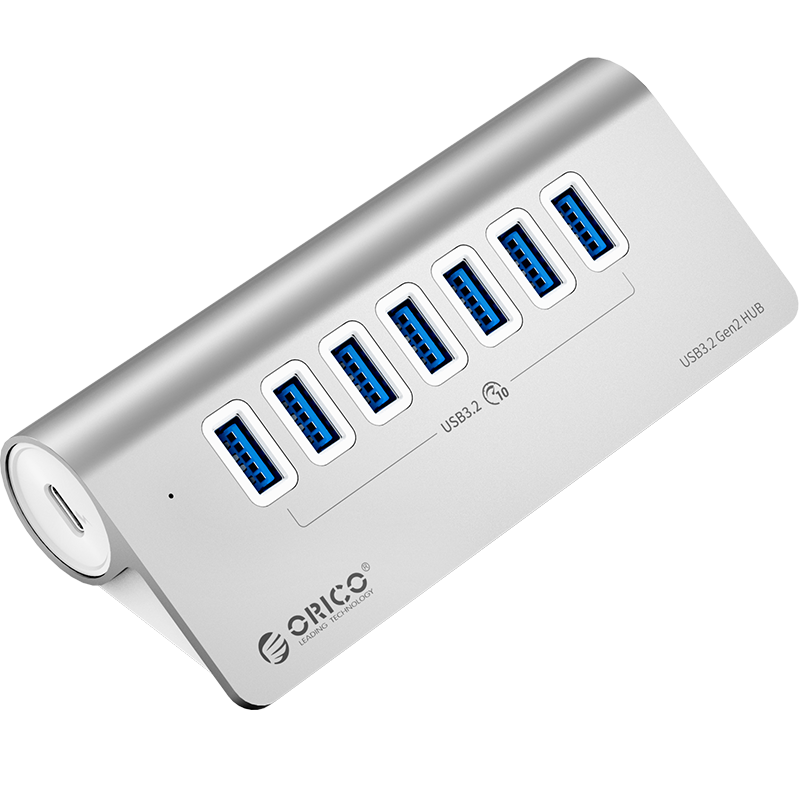 ORICO 奥睿科 USB3.2扩展坞Gen2分线器拓展铝合金集线器桌面笔记本电脑多接七口hub3.1转换器延长M3U7-G2