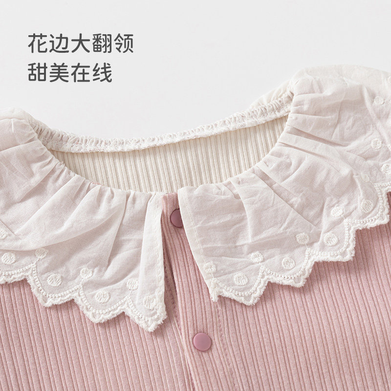 婧麒（JOYNCLEON）女童套装秋装2026新款宝宝上衣裤子儿童春秋季漂亮衣服童装FZ 粉色 73 73cm