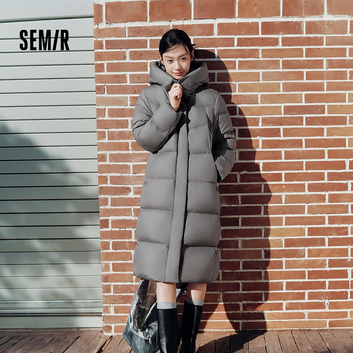 森马(Semir)轻松|森马羽绒服女冬防泼水防风90绒子发热抗静电2026新款长外套 茶灰(灰鸭绒)20703 L