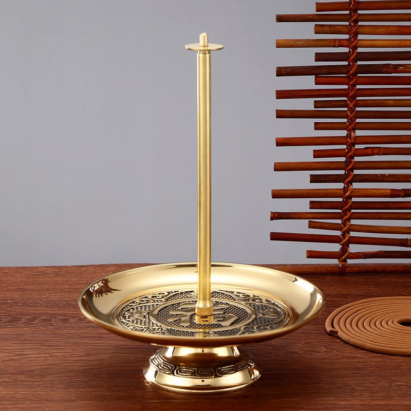 圆通 铜塔香架24小时伸缩加高檀香盘香架佛堂供具佛教用品盘香炉摆件
