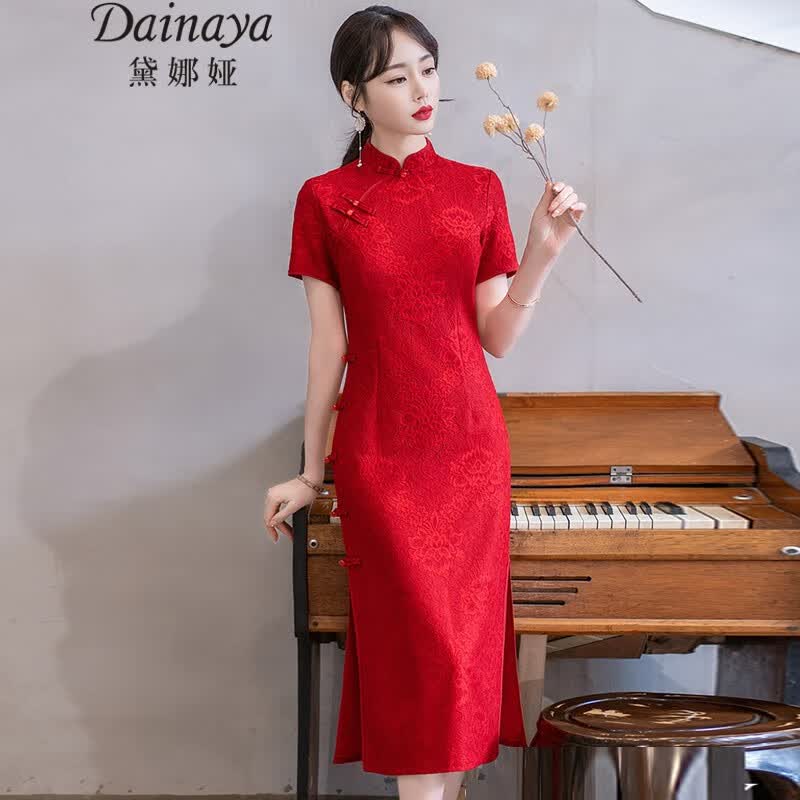 黛娜娅（Dainaya）旗袍女2023春秋新款大码女装中国风日常改良复古汉服连衣裙 5106 红色 XL怎么样,好用不?