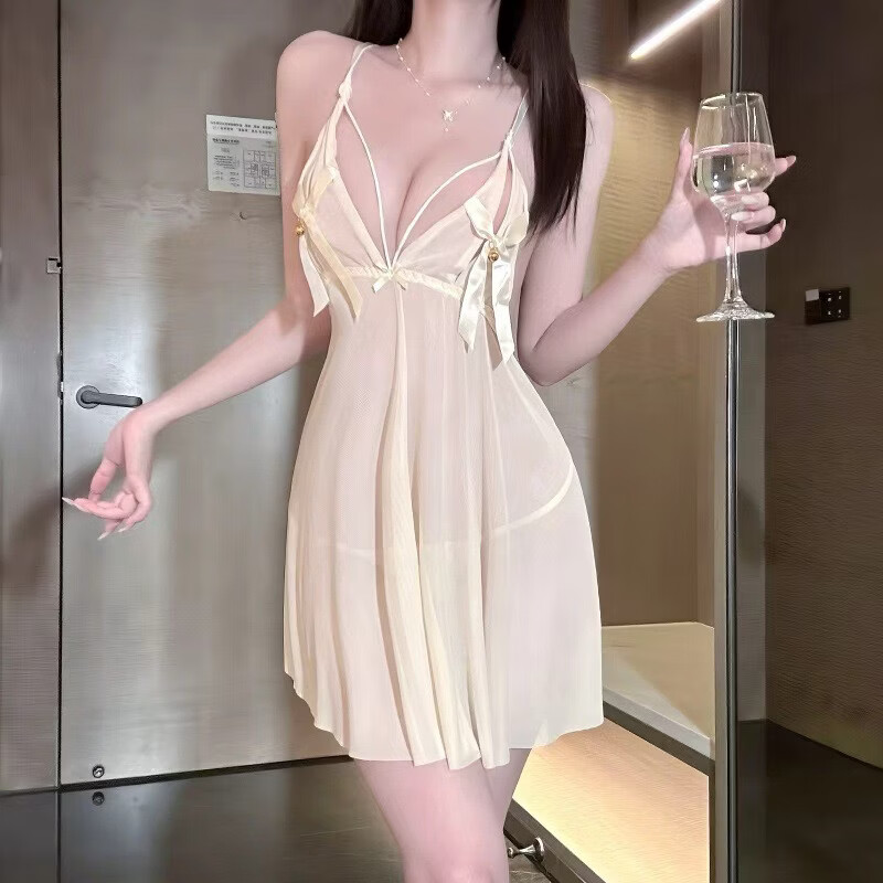 情趣内衣情侣战袍房事战袍诱惑纯欲风免脱开档 白色 大码160-200